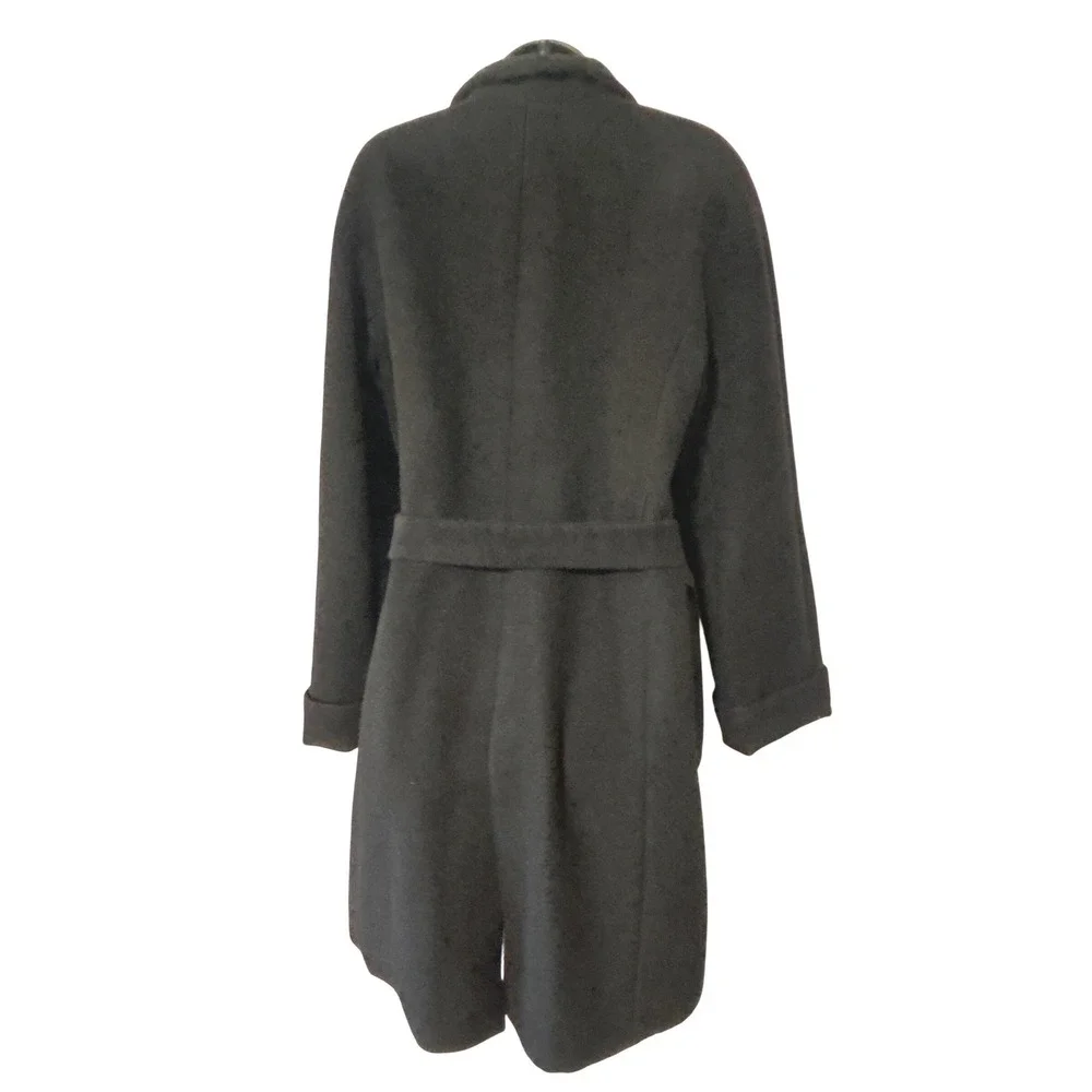 Katherine Kelly Black Alpaca Wool Blend Wrap Coat Shawl Collar Size 14 Womens